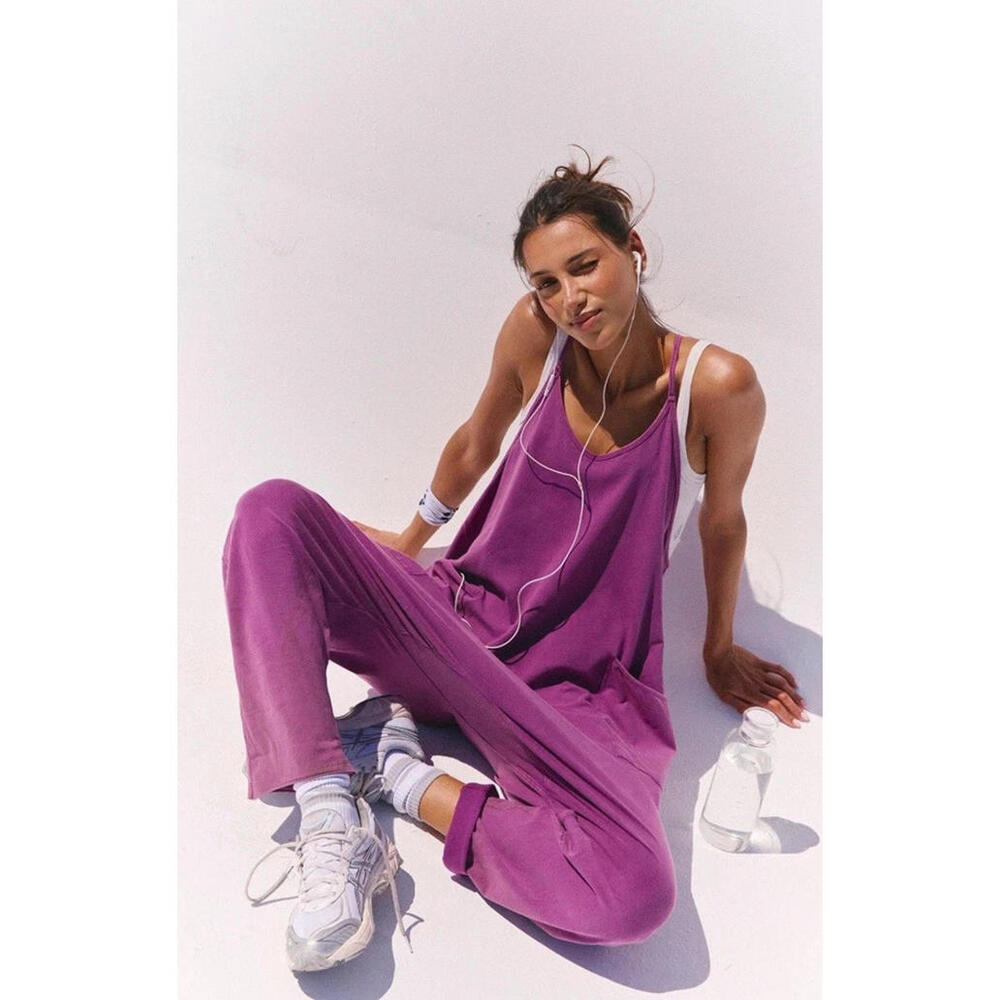 NWT Free People FP Movement Women's Size L Hot Shot Jumpsuit Deep Mulberry L - Picture 4 of 11
